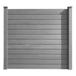 Komplettes Blickdicht-Zaunelement aus Aluminium in Silbergrau